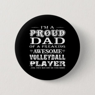 Mens Volleyball I'm a proud Volleyball Dad Gift 6 Cm Round Badge