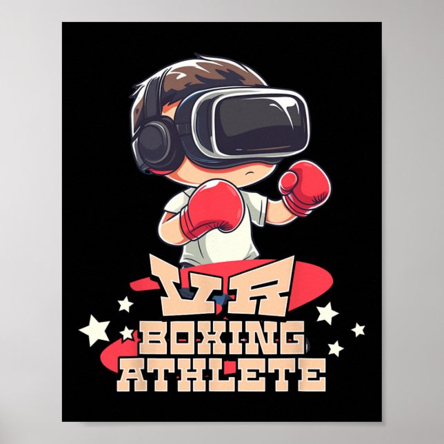 Mens Vr Boxing Athlete Virtual Reality Gamer Graph Poster (Front)