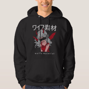 Mens Waifu Material Devil Anime Girl Japanese Mang Hoodie