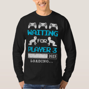 Mens Waiting For Player 3 Father To Be Baby Birth T-Shirt