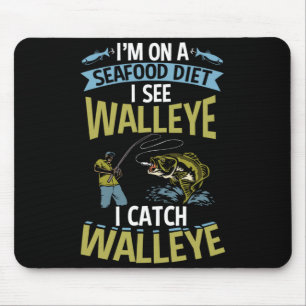 Mens walleye fisherman fish hunting sauger angler mouse pad