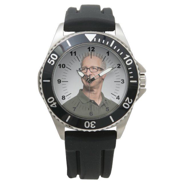 Men's Watch - Personalised - Black Rubber (Front)