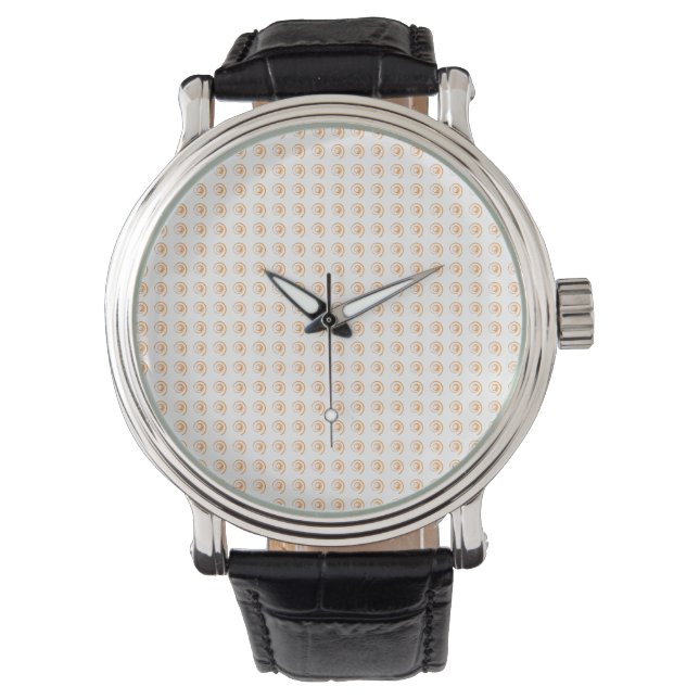 Men's Watch with Tiled Orange Twirls (Front)