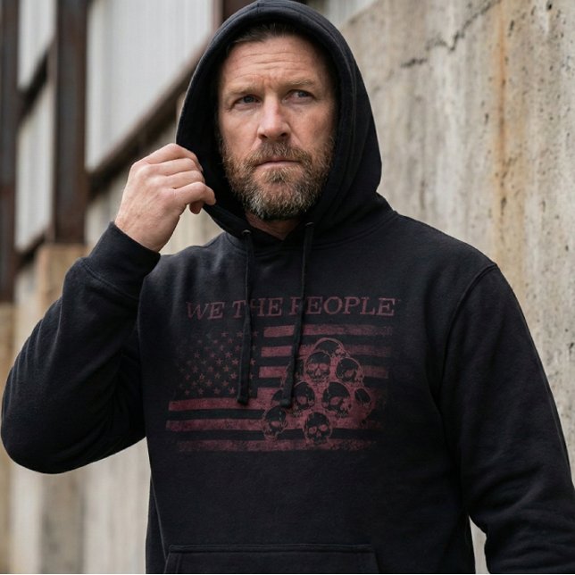 Men's We The People American Flag  Black Hoodie (Creator Uploaded)