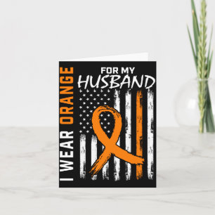 Mens Wear Orange For Husband Leukaemia Cancer Card