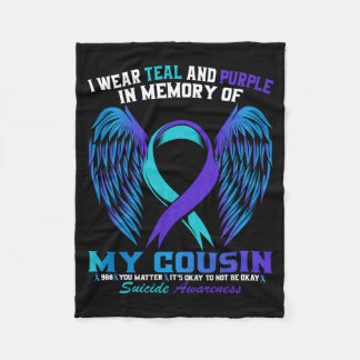 Mens Wear Teal And Purple For Cousin Suicide Fleece Blanket