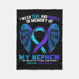 Mens Wear Teal And Purple For Nephew Awareness Fleece Blanket