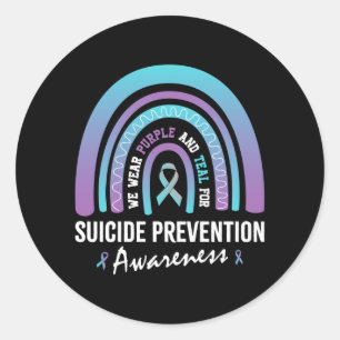 Mens Wear Teal Purple For Suicide Prevention Classic Round Sticker