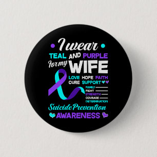 Mens Wear Teal Purple For Wife Suicide Prevention 6 Cm Round Badge