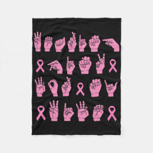 Mens Wearing Pink For My Wife Sign Language Breast Fleece Blanket