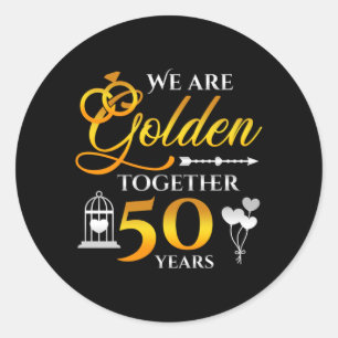 Mens Wedding Anniversary 50 Years Together Golden Classic Round Sticker