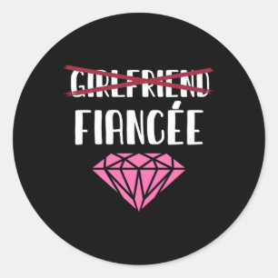 Mens Wedding Announcement Engaged Girlfriend Classic Round Sticker