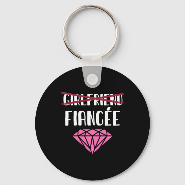 Mens Wedding Announcement Engaged Girlfriend Key Ring (Front)