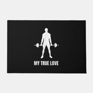Mens Weightlifter Barbell Training Workout Outfit Doormat