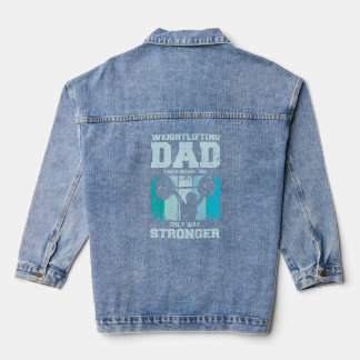 Mens Weightlifting Father Gym Dad Denim Jacket
