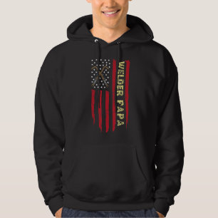 Mens Welder Papa Us Flag Vintage , Welder Dad, Wel Hoodie