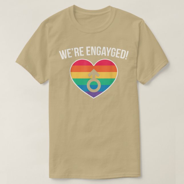 Mens Were Engayged Lgbt Gay Marriage Groom1810  T-Shirt (Design Front)