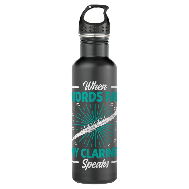 Mens When Words Fail My Clarinet Speaks Funny Clar 710 Ml Water Bottle (Front)