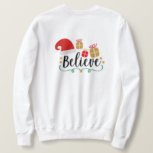 Men's White Christmas Believe Sweater  (Design Back)