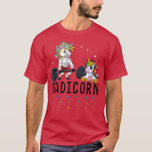 Mens White Dadicorn Unicorn Dad Fitness Gym Weight T-Shirt