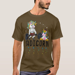 Mens White Dadicorn Unicorn Dad Fitness Gym Weight T-Shirt