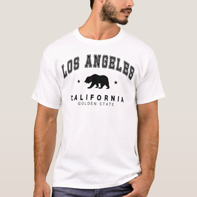 Men's White Los Angeles - Grizzly Bear Design T-Shirt (Front)