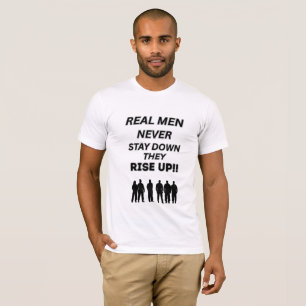 MEN'S WHITE MOTIVATIONAL GRAPHIC, REAL MEN T-Shirt