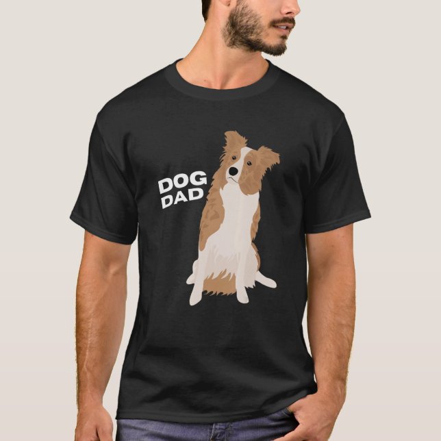 Mens White & Red Merle Border Collie Dog Dad Man T-Shirt (Front)