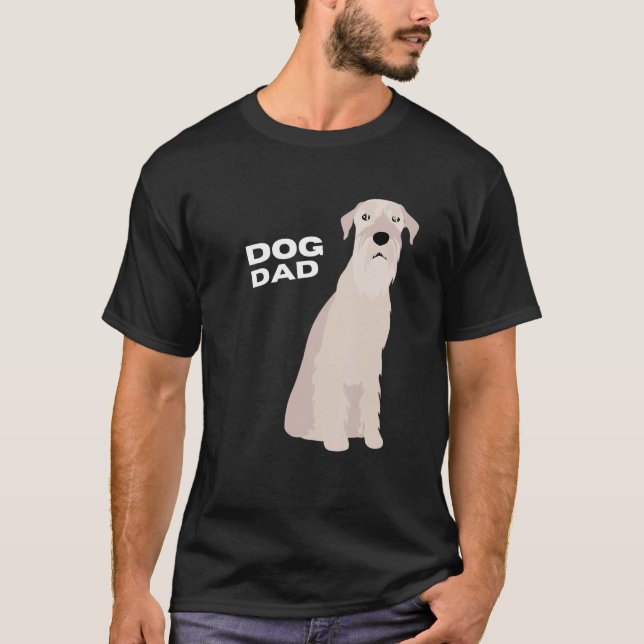 Mens White Schnauzer Dog Dad Man T-Shirt (Front)