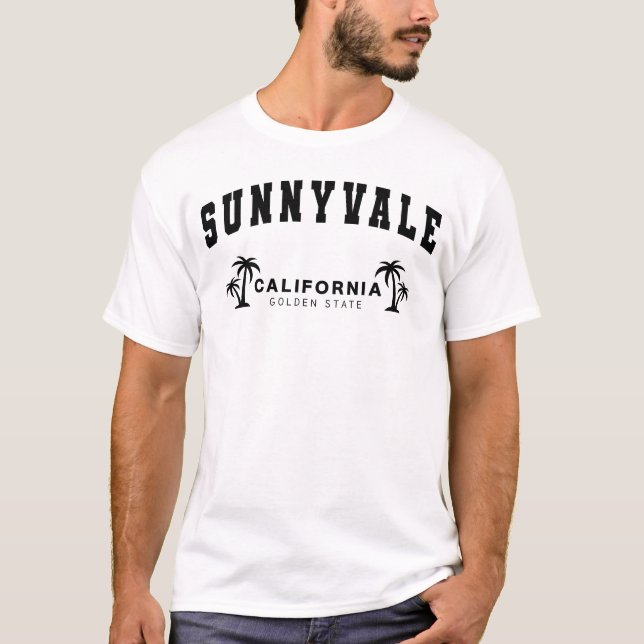 Men's White Sunnyvale, California, Golden State T-Shirt (Front)