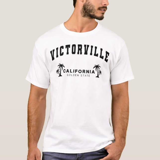 Men's White Victorville, California, Golden State T-Shirt (Front)