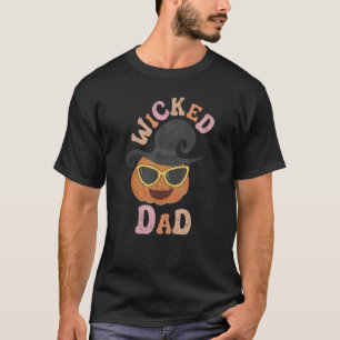 Mens Wicked Dad Retro Pumpkin Halloween Family Mat T-Shirt