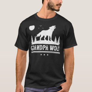 Mens Wolf Animal Retro Grandpa Wolf Father's Day T-Shirt