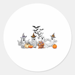Mens Women Kids Dancing Ghost Funny Halloween Matc Classic Round Sticker