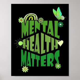 Mens Women Kids Mental Health S Green Ribbon Aware Poster