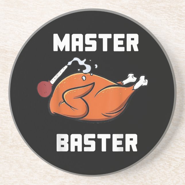 Mens Women Master Baster Funny Turkey Baster Thank Coaster (Front)