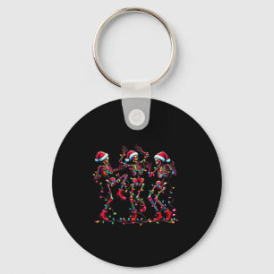 Mens Womens Christmas Skeleton Santa Dancing Light Key Ring