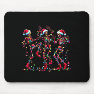 Mens Womens Christmas Skeleton Santa Dancing Light Mouse Pad