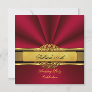 Men's Women's Elegant Dark Red Gold Party Invitation