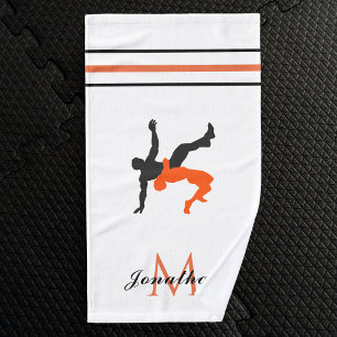 Mens Womens Wrestling Fight Custom Name & Initial Hand Towel