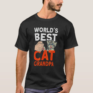 Mens Worlds Best Cat Grandpa Cute Cat T-Shirt
