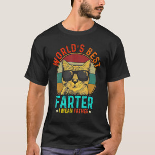 Mens Worlds Best Farter I Mean Father Funny Cat Da T-Shirt