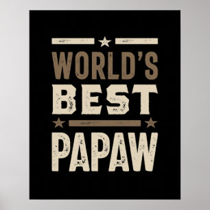 Mens World's Best Papaw Grandpa Gift Poster