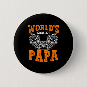 Mens World's Coolest Papa Dad In The World Father' 6 Cm Round Badge