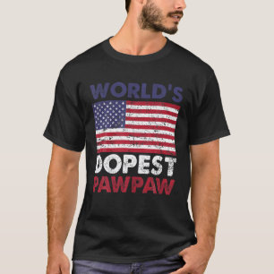 Mens World's Dopest Pawpaw Vintage USA American Fl T-Shirt