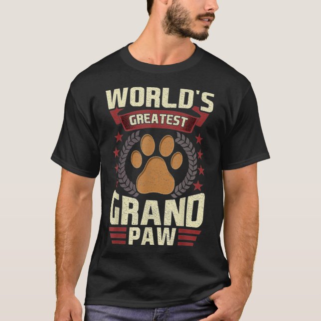 Mens Worlds Greatest Grandpa Shirt Grand Paw Dog L (Front)