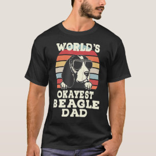 Mens Worlds Okayest Beagle Dad Ever Retro Vintage T-Shirt