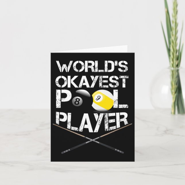 Mens Worlds Okayest Pool Player Funny Billiards  Card (Front)