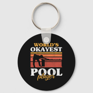 Mens Worlds Okayest Pool Player Snooker Retro Funn Key Ring