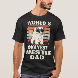 Mens Worlds Okayest Westie Dad Vintage Retro T-Shirt
